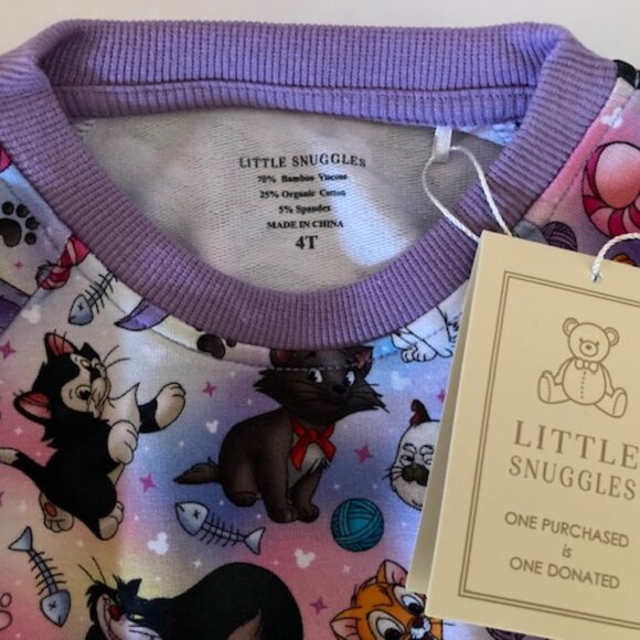 NWT Little Snuggles Toddler Disney Cats Marie/Cheshire/Figaro Bamboo Crewneck - Picture 5 of 6